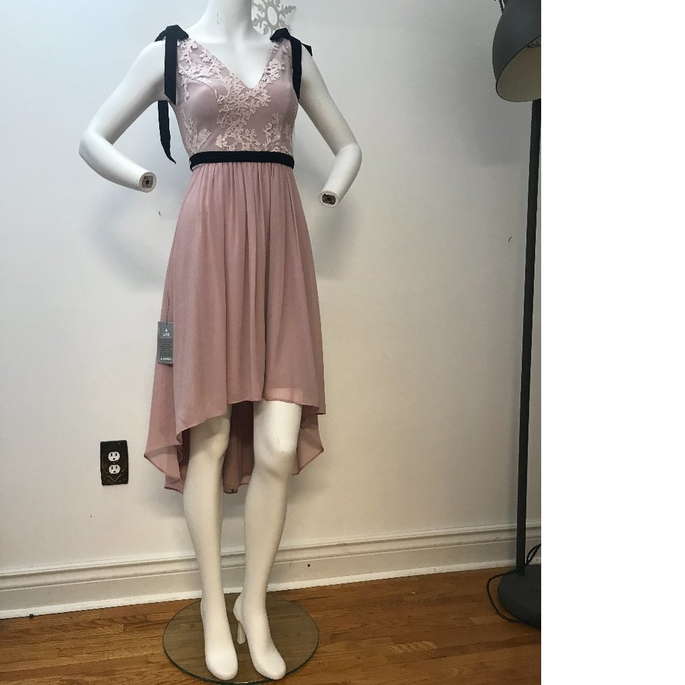 Le Chateau PLUS SIZE Dusty Rose Blush Pink Wedding Asymmetrical Summer Dress NWT